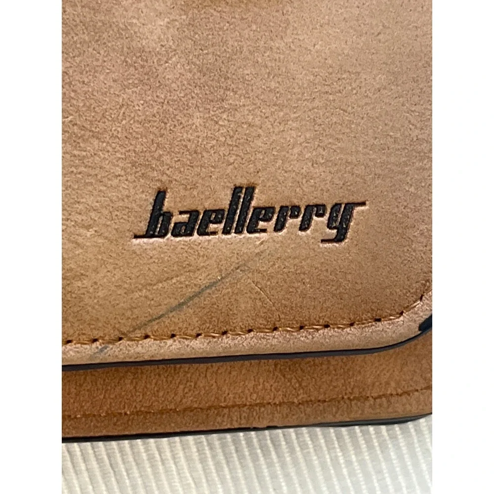 Baellerry Tan‎ Faux Leather Long Bifold Wallet Snap Zip Card Slots ID Window